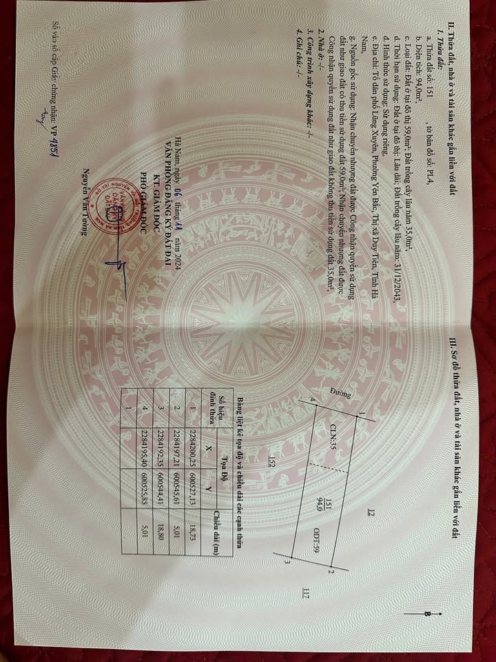 Đất nền Đồng Văn Duy Tiên 94m² giá 1.9 tỷ - Cơ hội đầu tư hiếm có!