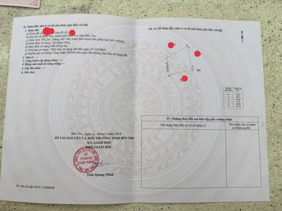 Đất nền biệt thự Bến Tre 748m² giá 2.2 tỷ - Sổ đỏ chính chủ, vị trí đẹp!
