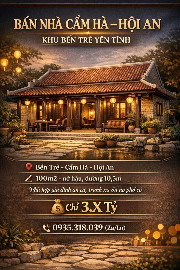 Nhà Bến Trễ, Cẩm Hà, Hội An 100m² giá 3.X tỷ - Cơ hội đầu tư tuyệt vời!