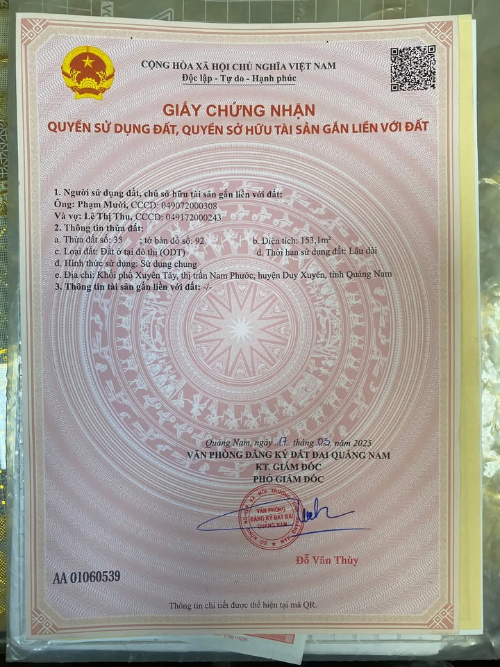 Đất nền chính chủ tại thị trấn Nam Phước 153m² giá 1.6 tỷ - Pháp lý rõ ràng!