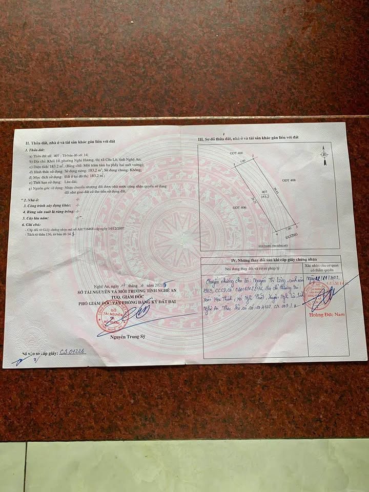 Bán đất Nghi Hương Cửa Lò 183m² giá 2.2 tỷ - Pháp lý rõ ràng, vị trí đẹp!