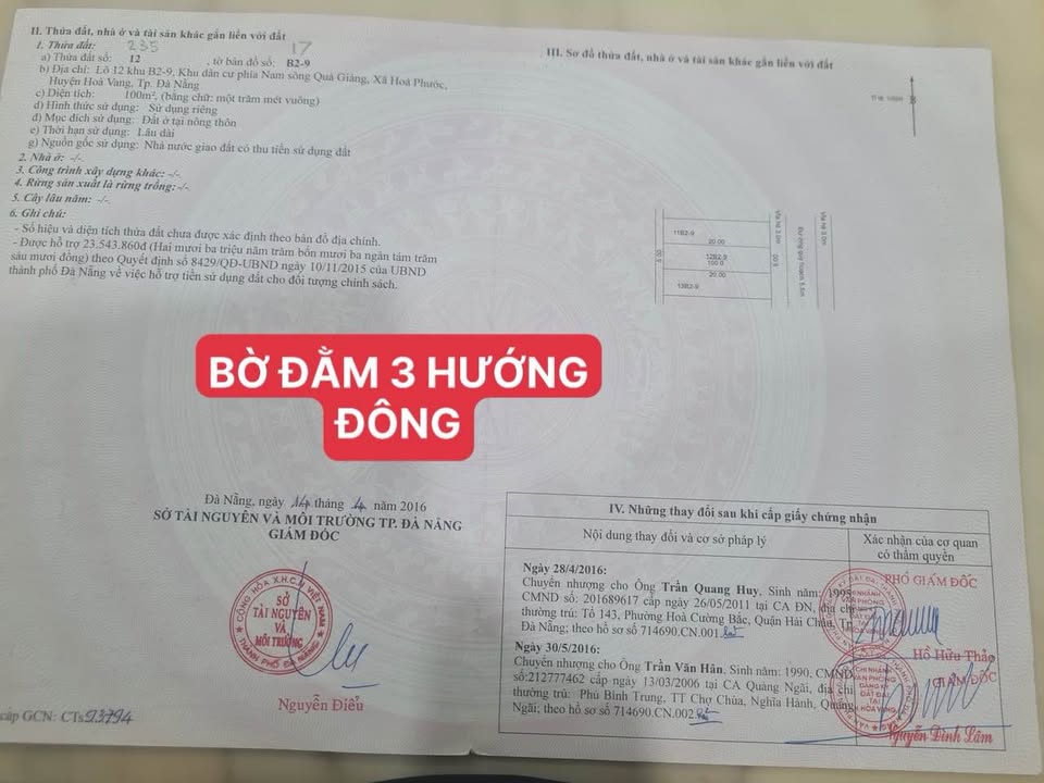 Đất nền Bờ Đằm 3, Hòa Vang 100m² giá 3 tỷ - Vị trí đẹp, không ngập!