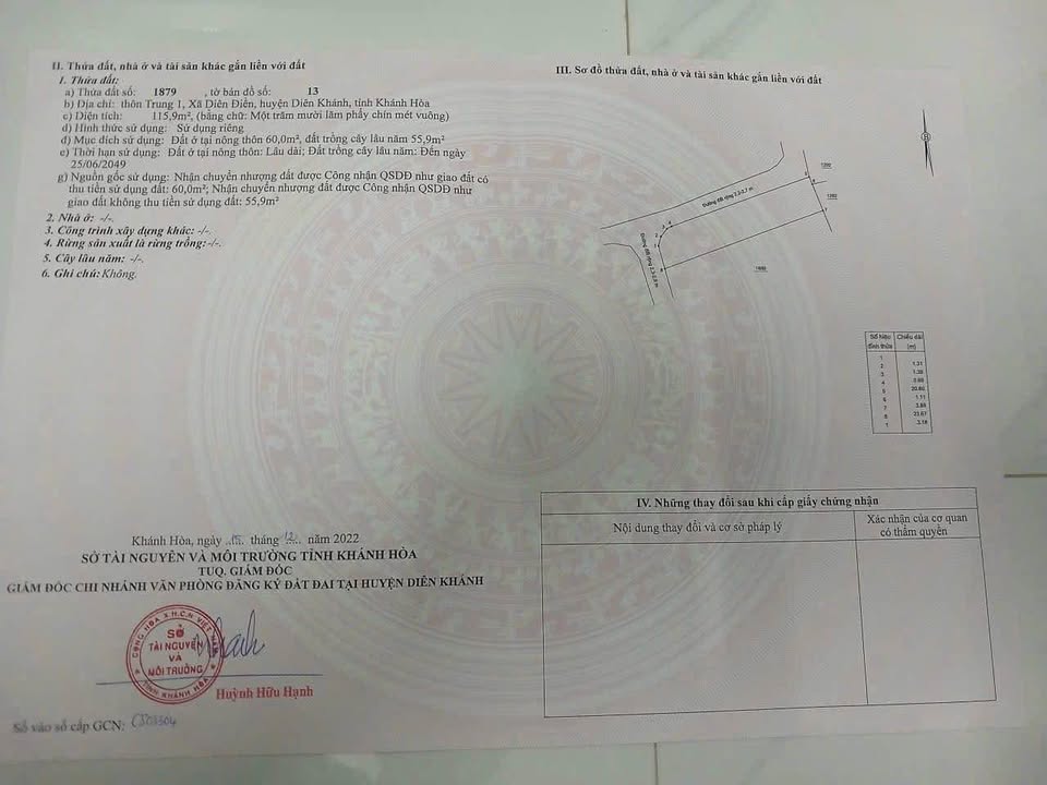 Đất nền 2 mặt tiền Diên Điền, Diên Khánh 116m² chỉ 899 triệu - Cơ hội đầu tư tuyệt vời!