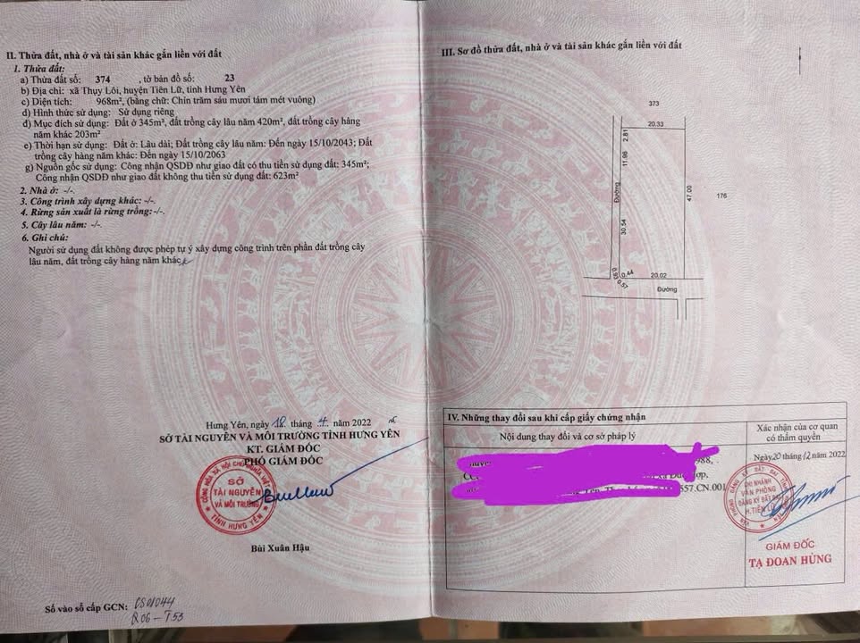 Đất nền 1.000m² Thụy Lôi, Tiên Lữ - Cơ hội đầu tư vàng không thể bỏ lỡ!