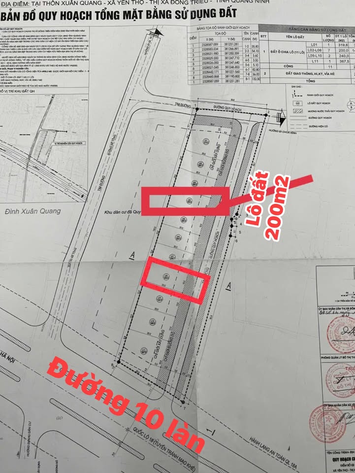 Đất nền Mạo Khê 200m² giá 2.4 tỷ - Hướng Đông, mặt tiền 10m