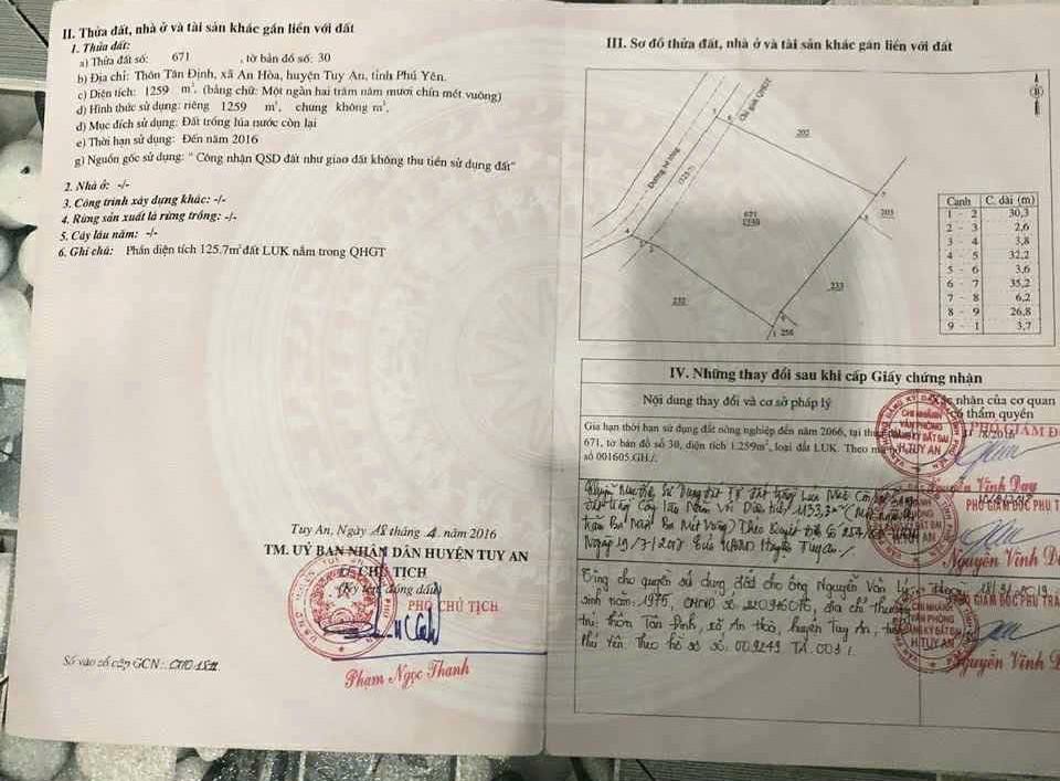 Đất 2 mặt tiền Thôn Tân Định, Tuy An 2414m² giá 6.1 tỷ - Cơ hội đầu tư tuyệt vời!