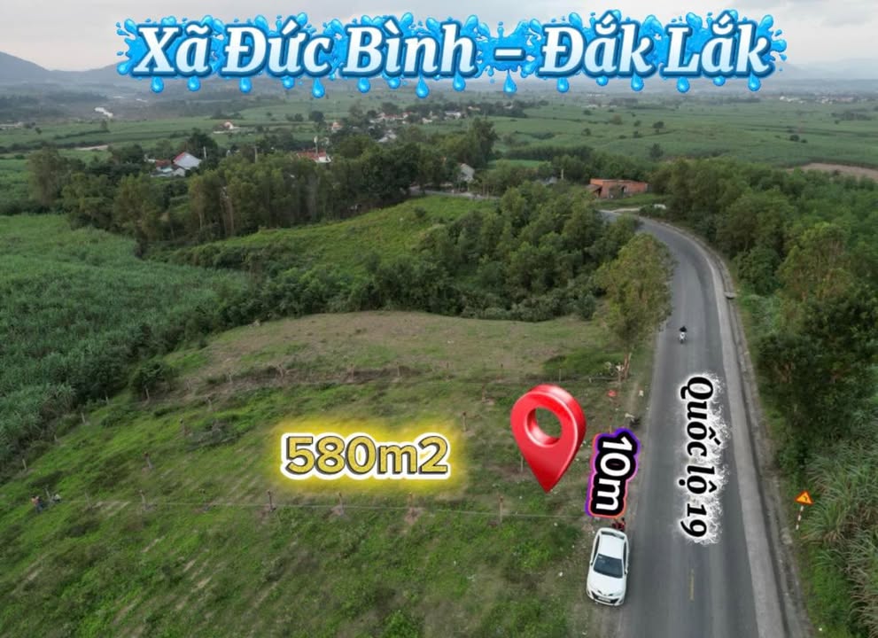 Đất mặt tiền Quốc Lộ 19, Đức Bình Tây 580m² - Giá rẻ nhất thị trường chỉ 400 triệu!