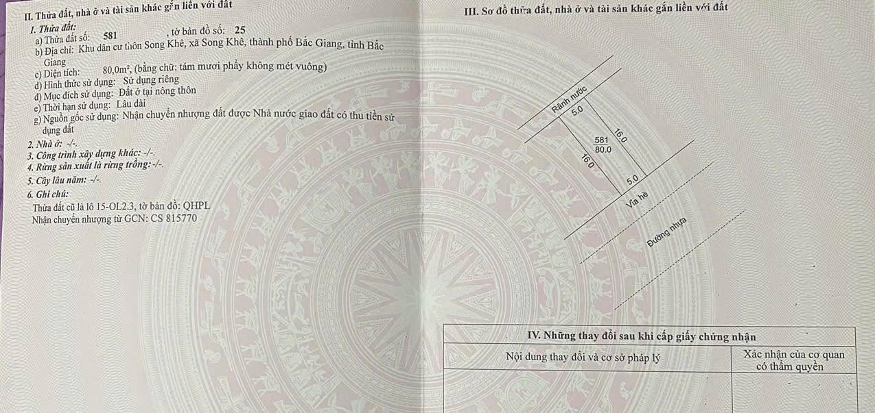 Đất thổ cư Song Khê - Bắc Ninh 80m² chỉ 3 tỷ - Đầu tư sinh lời ngay!