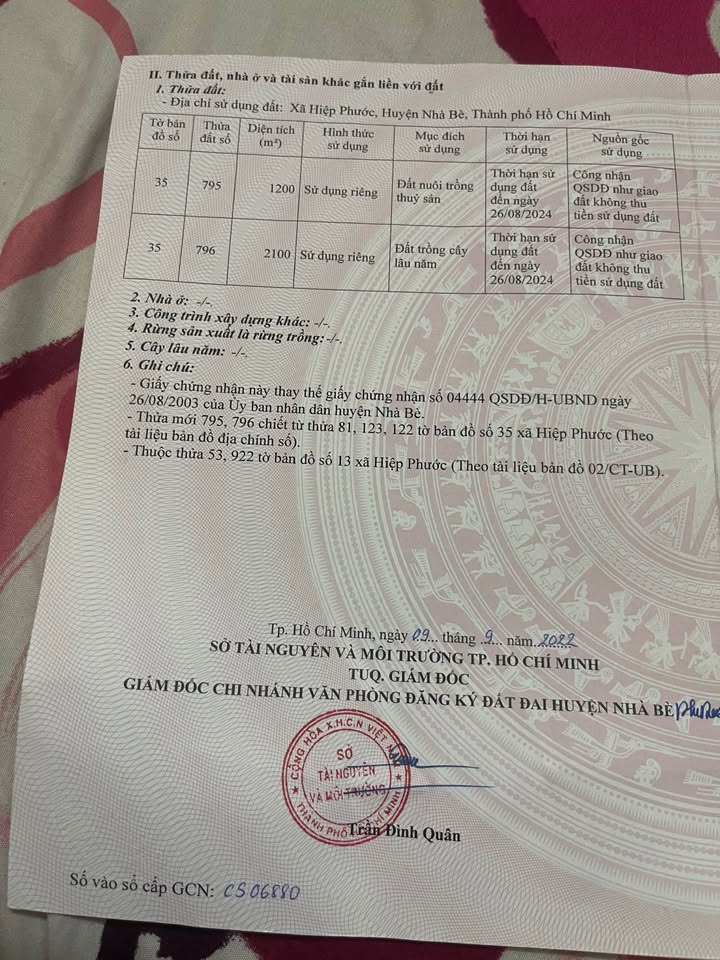 Đất nông nghiệp Hiệp Phước Nhà Bè 3.300m² giá 4.455 tỷ - Đầu tư lý tưởng!