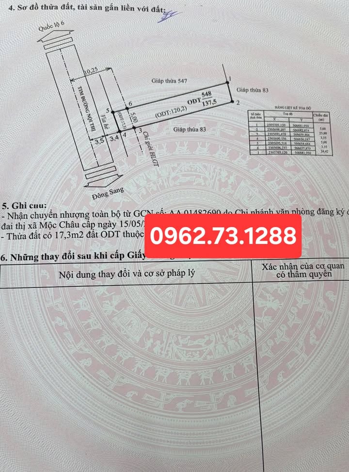 Đất nền Mộc Sơn Mộc Châu 137,5m² giá 6,9 tỷ - Vị trí đắc địa, tiện ích đầy đủ!