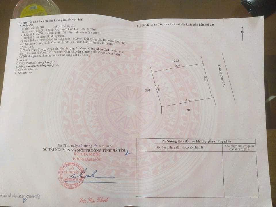 Đất thổ cư 102m² tại Bình An, Lộc Hà chỉ 850 triệu - Sổ đỏ chính chủ!