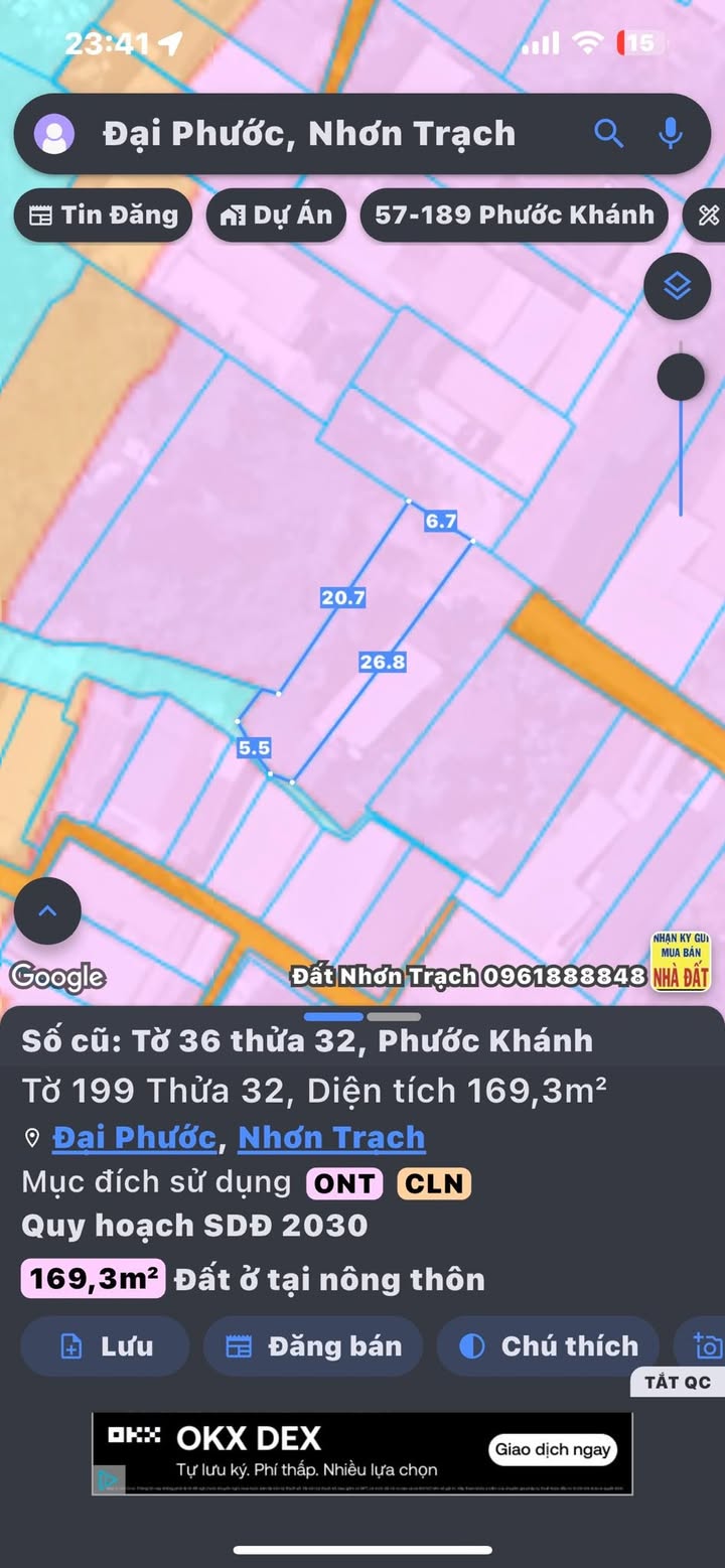 Đất thổ cư Phước Khánh Nhơn Trạch 50m² giá 1.45 tỷ - Ô tô vào tận nơi!