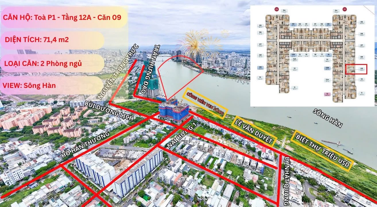 Căn hộ Peninsula Đà Nẵng 71,5m² giá 4 tỷ - View pháo hoa tuyệt đẹp!