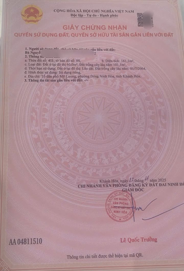 Đất nền Ninh Thủy, Ninh Hòa 161.1m² giá 2.1 tỷ - Sổ đỏ chính chủ, thương lượng tốt!