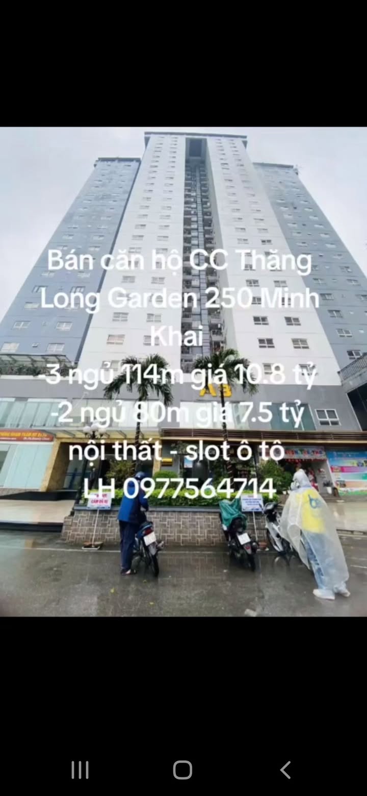 Căn hộ Thăng Long Garden 250 Minh Khai 114m² giá 10.8 tỷ - Nội thất đầy đủ, xe ô tô vào tận nơi!