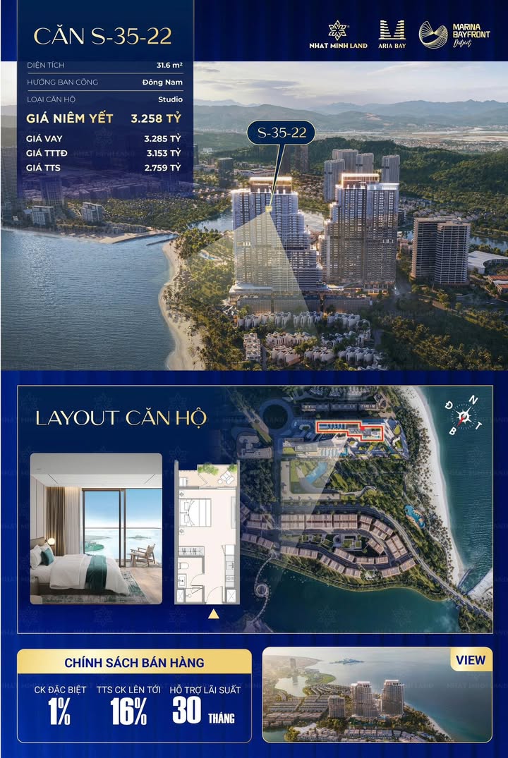 Căn hộ Aria Bay Hạ Long 30m² giá 2.788 tỷ - Đầu tư sinh lời ngay hôm nay!