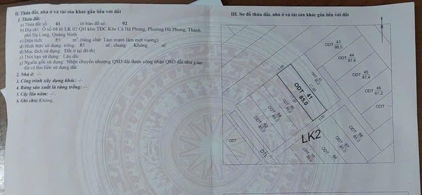 Đất nền dự án Tái Định Cư Khe Cá Hạ Long 85m² giá 2.35 tỷ - Pháp lý rõ ràng