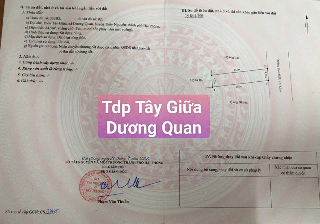 Đất nền Dương Quan 84.5m² giá thỏa thuận - Vị trí đắc địa kinh doanh