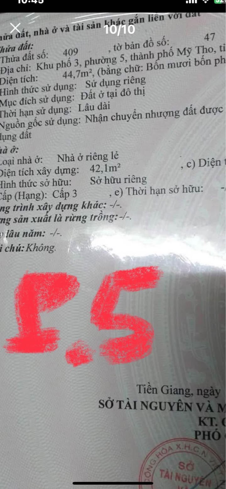 Nhà 2 mặt tiền Đường Lý Thường Kiệt, Mỹ Tho 41.65m² giá 1.6 tỷ - Nhà sạch, ở ngay!