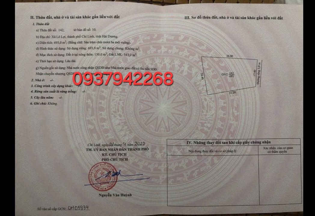 Đất thổ cư xã Lê Lợi 693m² giá chỉ 2 tỷ - Đầu tư sinh lời ngay!