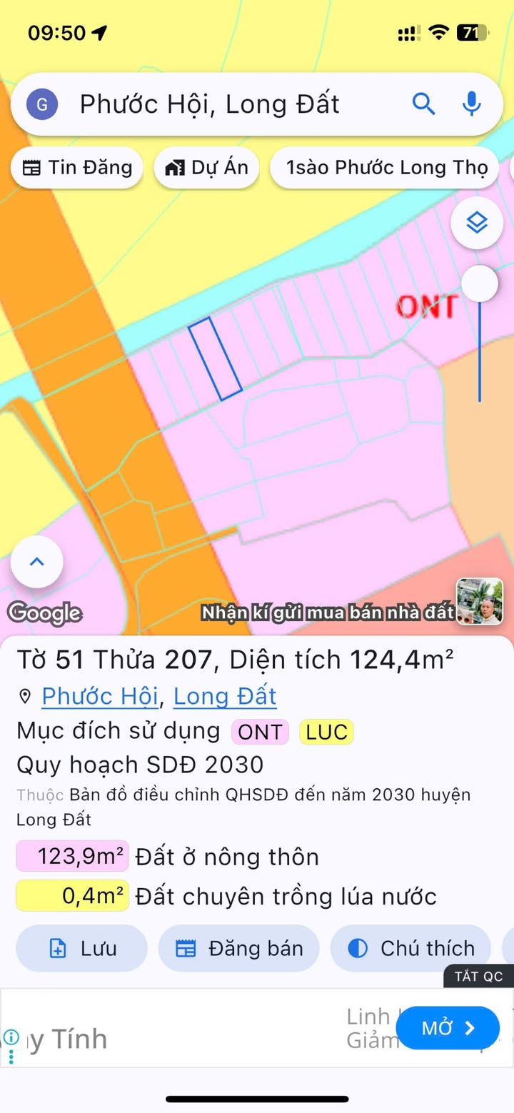 Đất thổ cư chính chủ Phước Hải 120m² - Sổ đỏ riêng, cách biển 5 phút