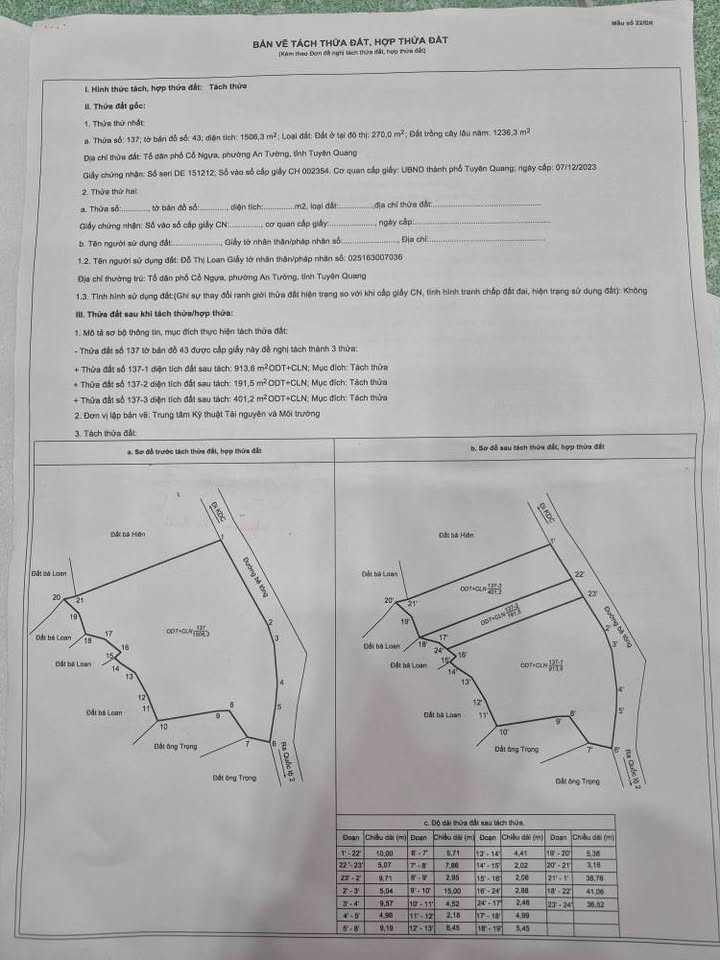 Bán đất phường An Tường, TP Tuyên Quang 401,2m² giá 3 tỷ - Vị trí đẹp, tiện ích đầy đủ!