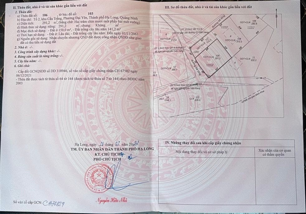 Đất nền Đại Yên Hạ Long 291m² giá 4.365 tỷ - Đầu tư sinh lời hấp dẫn!