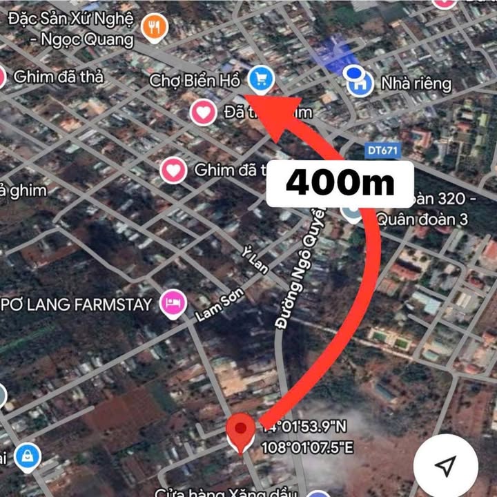 Đất thổ cư đường Lam Sơn, Pleiku 280m² - Hẻm ô tô thông thoáng!