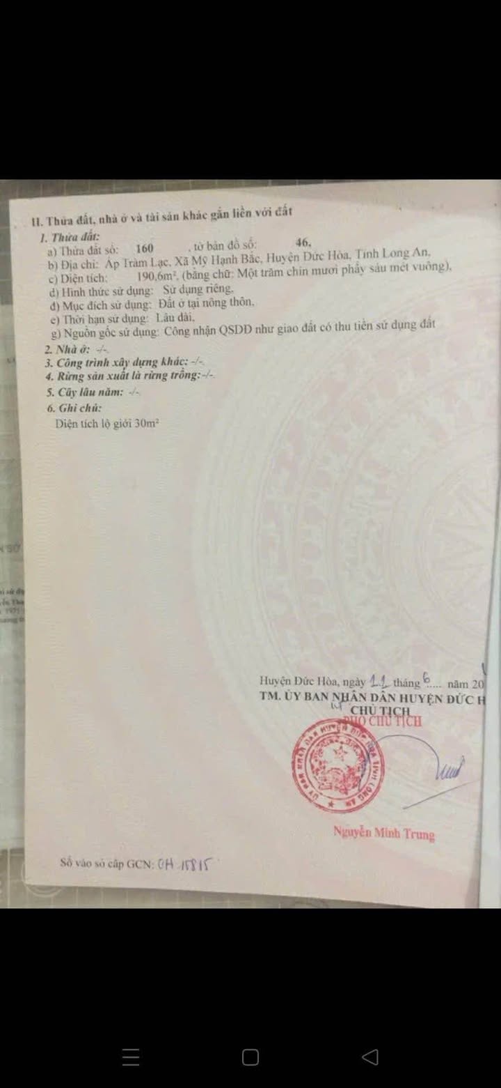 Đất nền mặt tiền đường Mỹ Hạnh Bắc 192m² giá 3.2 tỷ - Cơ hội đầu tư tuyệt vời!