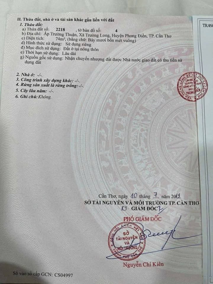 Đất nền KDC Trường Long Cần Thơ 74m² giá 599 triệu - Đầu tư sinh lời ngay!