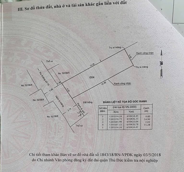 Đất nền đường 15, phường Linh Xuân, Thủ Đức 60m² giá 3.3 tỷ - Hẻm xe hơi rộng rãi!
