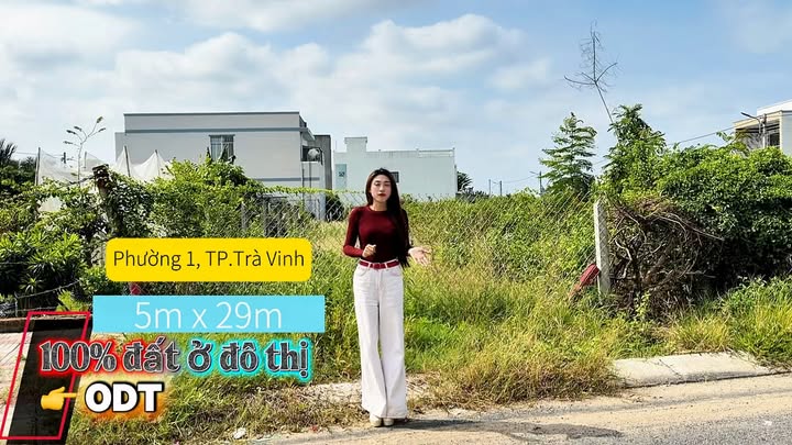 Đất ODT 145m² Phường 1, TP. Trà Vinh - Giá chỉ 1.35 tỷ, vị trí đắc địa!