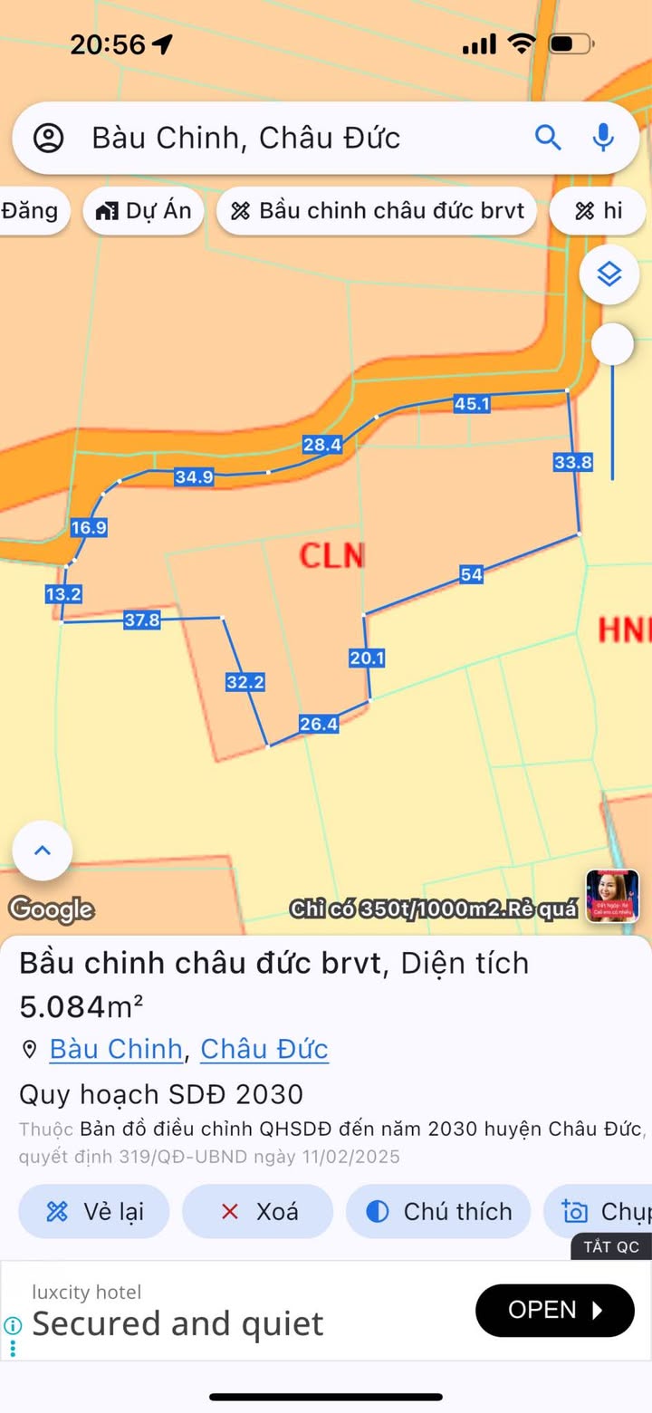 Đất Bàu Chinh Châu Đức 5000m² giá 4.9 tỷ - Sổ hồng riêng, mặt tiền đường nhựa!