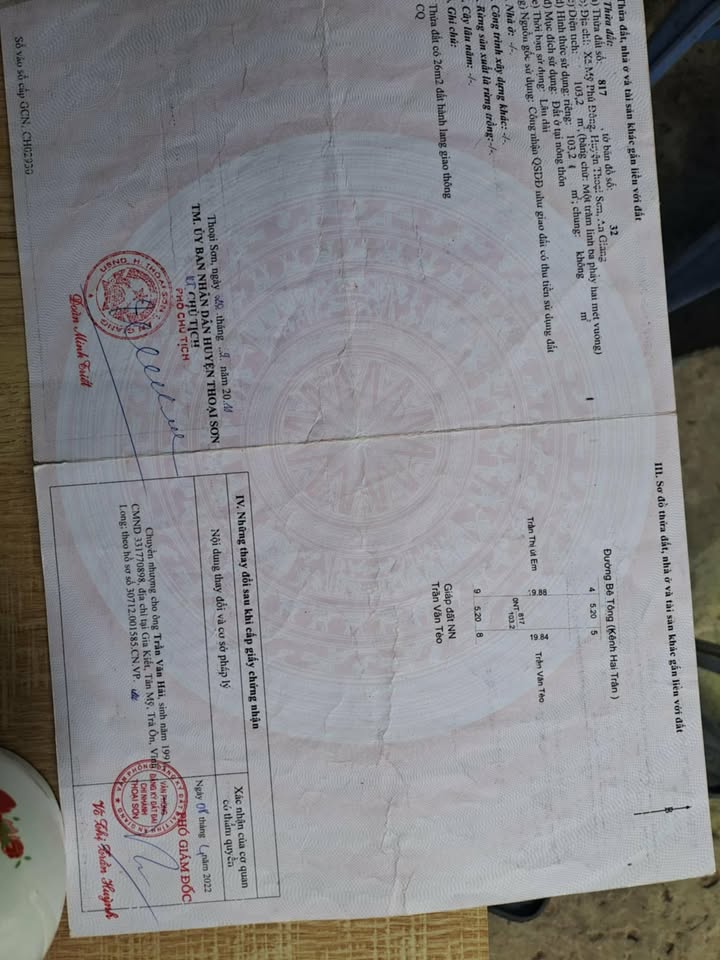 Đất thổ cư 103m² và 100m² đất ruộng tại Mỹ Phú Đông, An Giang - Bán gấp!