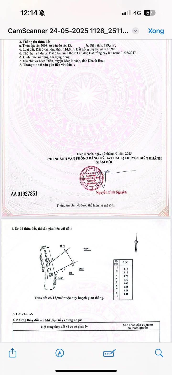 Đất nền Diên Điền 129.9m² giá 870 triệu - Sổ đỏ chính chủ, đầu tư sinh lời!