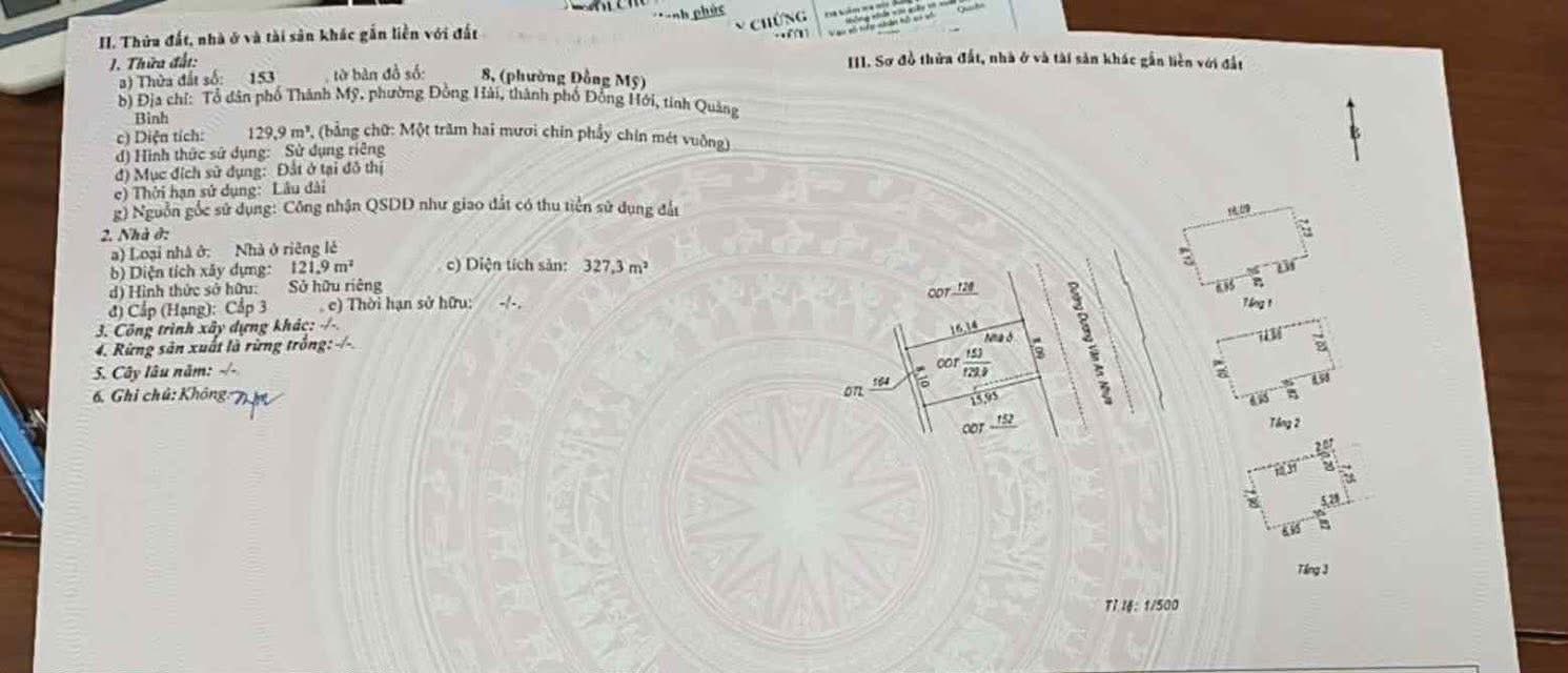 Nhà 3 tầng mặt tiền đường Dương Văn An, Đồng Hới 129.9m² - Vị trí đắc địa, gần công viên!