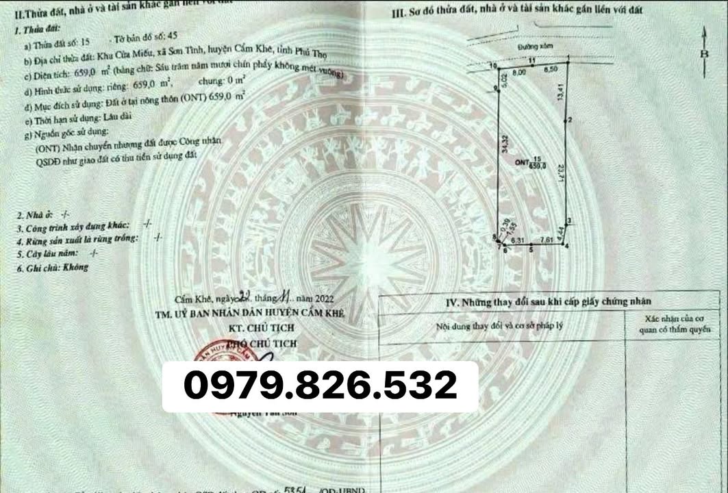 Đất thổ cư 659m² tại xã Phong Thịnh, Cẩm Khê - Đầu tư sinh lời cao!