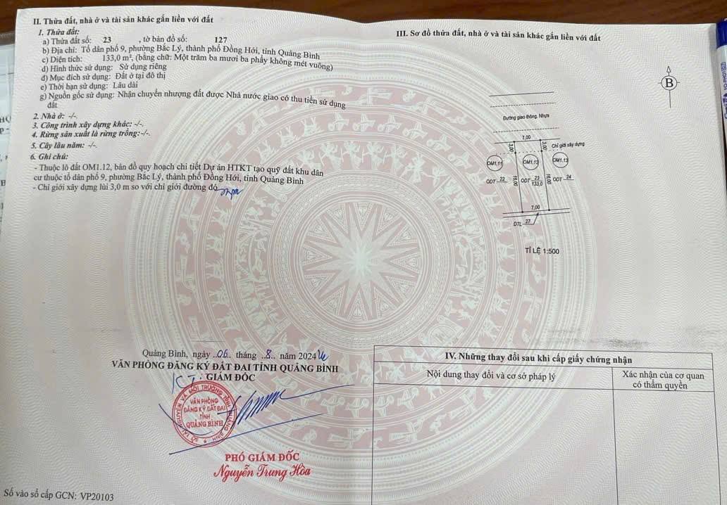 Đất dự án TDP9 Bắc Lý 133m² giá 1.7 tỷ - Đầu tư sinh lời tương lai!