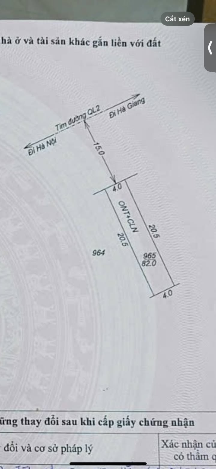 Đất nền tại Bắc Quang 82m² - Mặt đường QL2, sổ đỏ chính chủ!