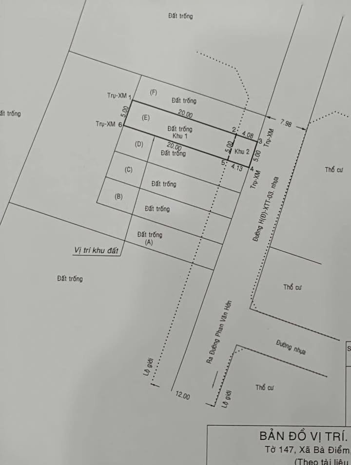 Đất thổ cư Hóc Môn 125m² giá 3 tỷ - Mặt tiền đường nhựa, thuận tiện giao thông!