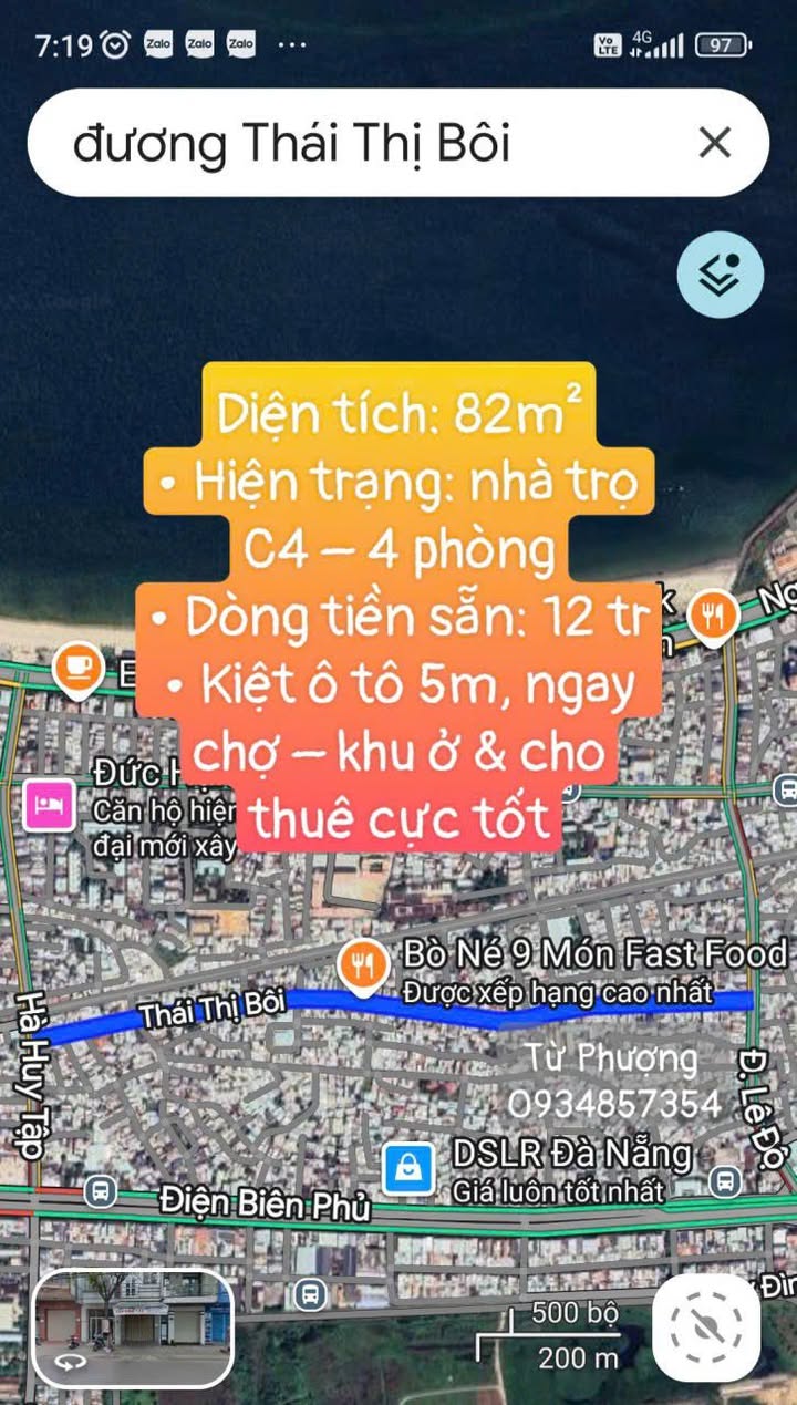 Nhà trọ 4 phòng tại Thái Thị Bôi, Thanh Khê 82m² giá 3.9 tỷ - Đầu tư sinh lời ngay!