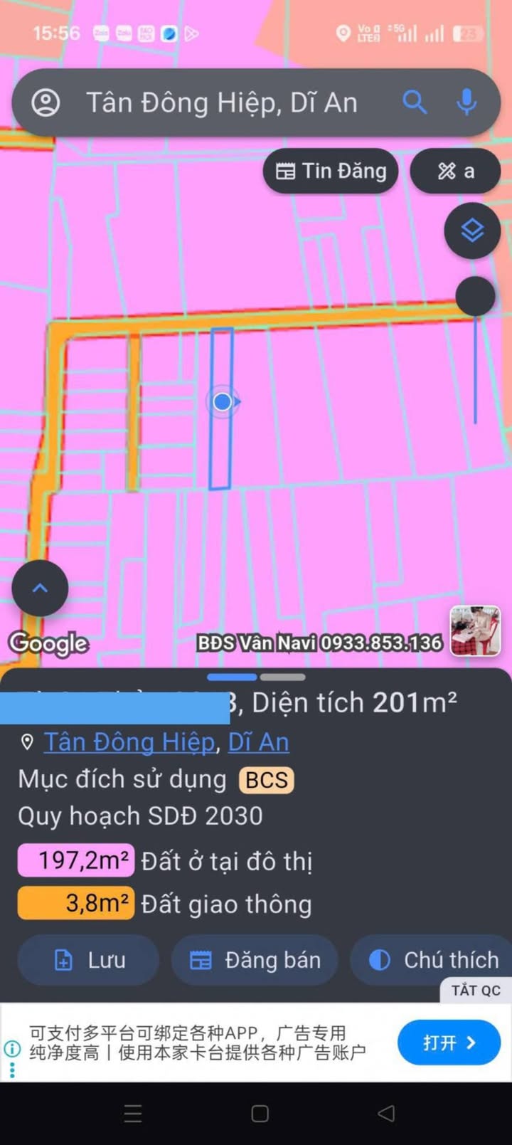 Đất sổ hồng riêng 200m² gần ngã ba Ông Xã - Giá 3.85 tỷ VND