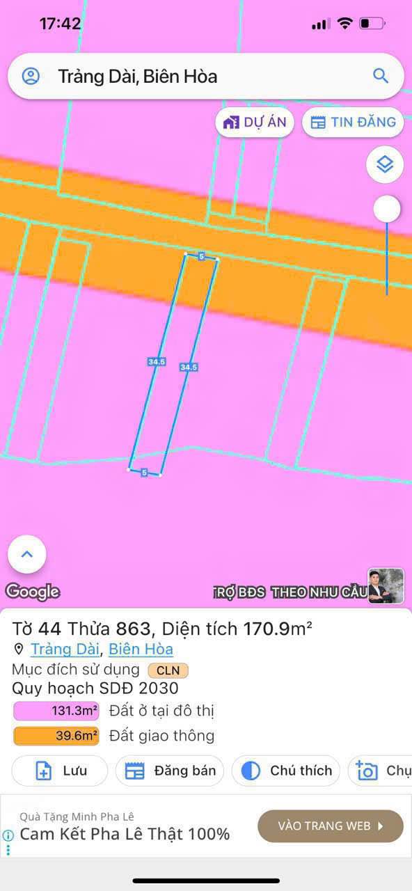 Đất nền Trảng Dài 171m² giá 1.99 tỷ - Sổ đỏ chính chủ, gần trường học!