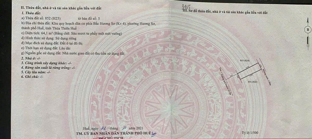 Đất nền Hương Sơ, Huế 64m² giá 1,25 tỷ - Đầu tư sinh lời ngay!