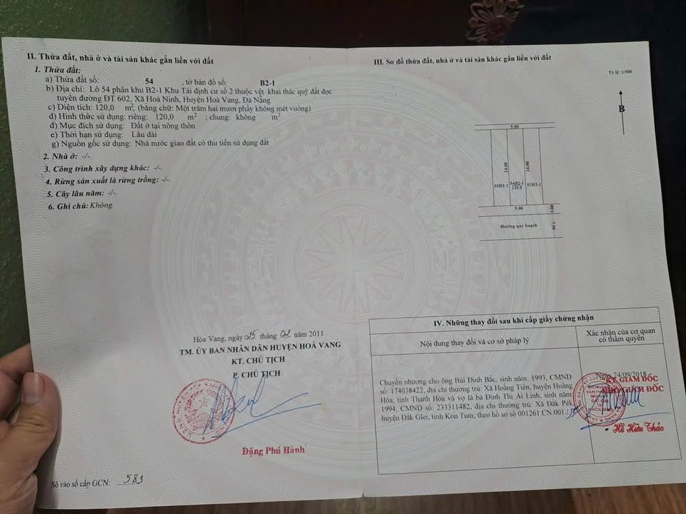 Đất nền Hòa Ninh 120m² giá thỏa thuận - Đường 7m5 hướng Đông Nam