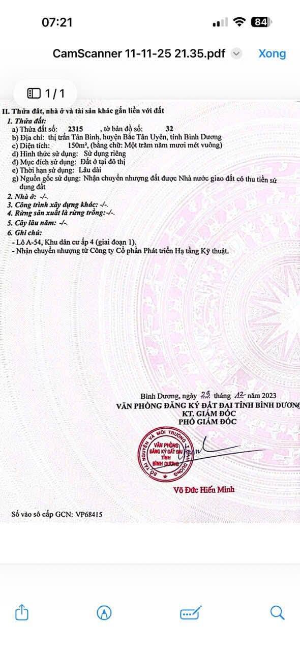 Đất nền 150m² khu VSIP 2 Vĩnh Tân - Giá chỉ 2.1 tỷ VND, đầu tư sinh lời!