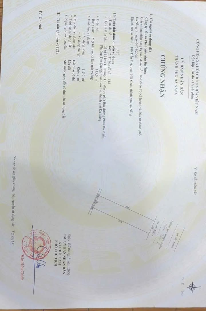 Lô đất mặt tiền đường Nam Thọ 2, Đà Nẵng 115m² giá 9 tỷ - Cơ hội đầu tư hấp dẫn!