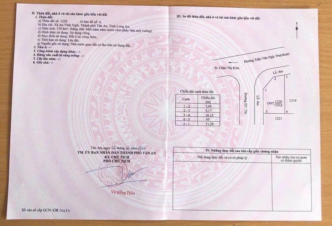 Đất nền mặt tiền đường Trần Văn Ngà, Tân An, Long An 160m² giá 2.2 tỷ - Chính chủ bán gấp!