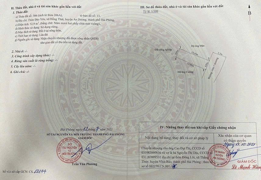 Đất nền đường Đào Yêu, Hồng Thái, An Dương 52.9m² giá 1.5 tỷ - Thích hợp đầu tư!