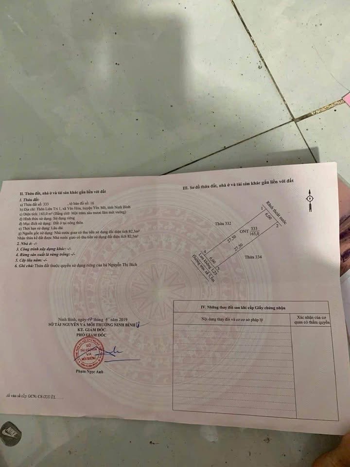 Đất nền Yên Hòa, Yên Mô 165m² giá 1 tỷ - Kinh doanh mặt tiền 6m